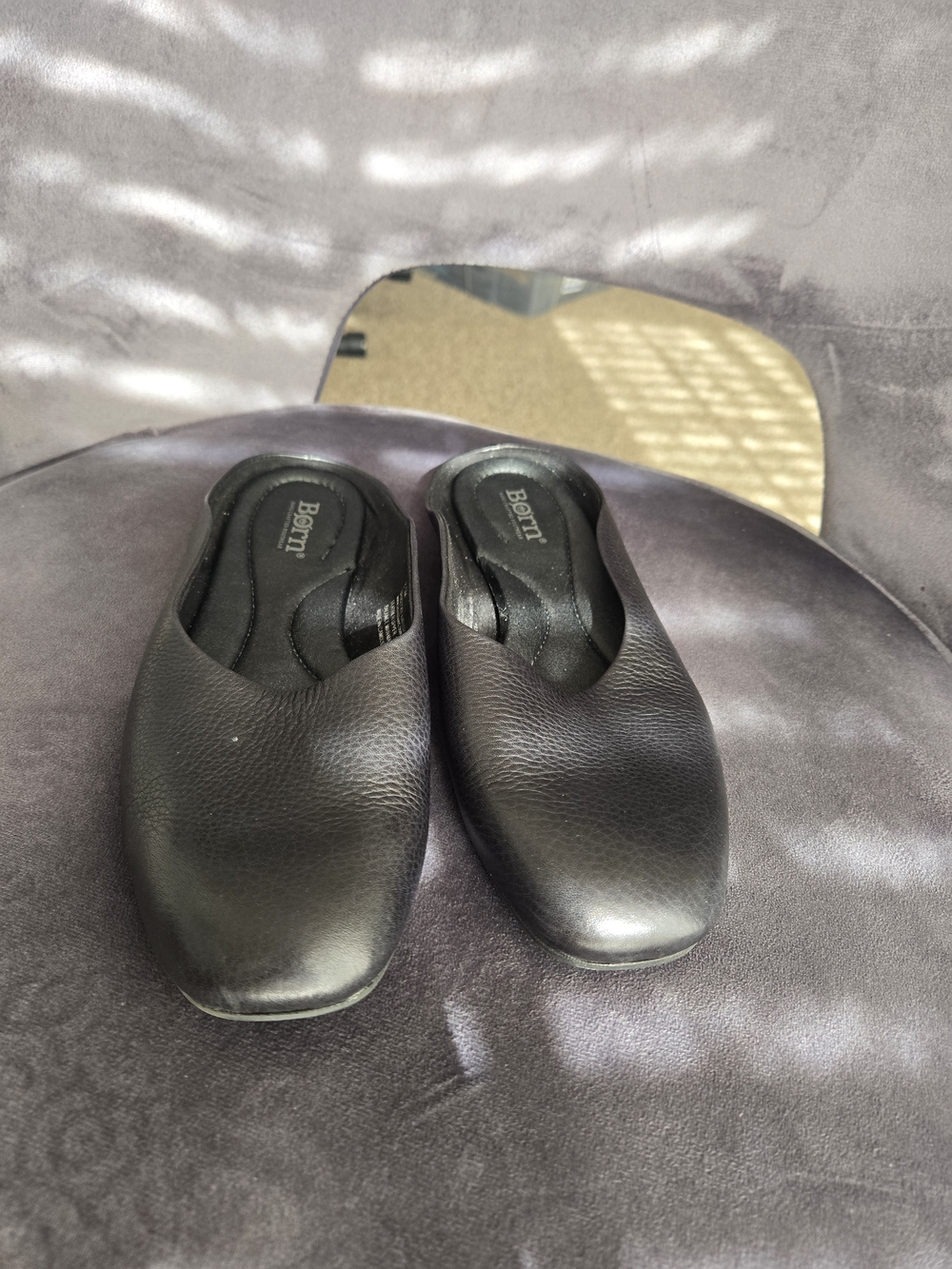 Born Black Leather Slip-On Clogs